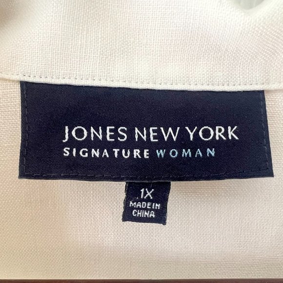 Jones Of New York Designer Women's Shirt-Style Double Pocket Linen Pullover! - Picture 6 of 12